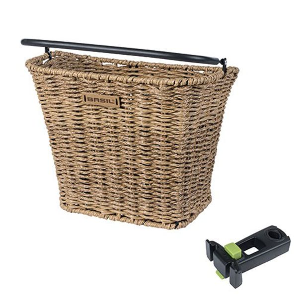 Fietsmand Bremen Rattan Look met KF-stuurpenhouder - Seagrass