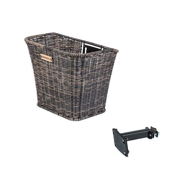 Panier à vélo Bremen Rattan Look avec support de potence FM - Marron nature 