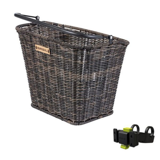 Panier à vélo Bremen Rattan Look avec support de guidon KF - Nature Brown 