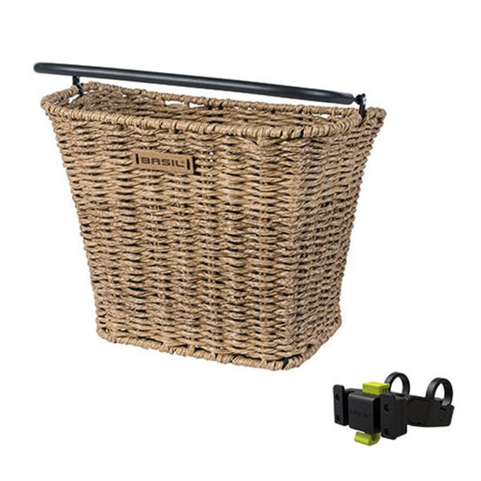 Panier à vélo Bremen Rattan Look avec support de guidon KF - Seagrass 